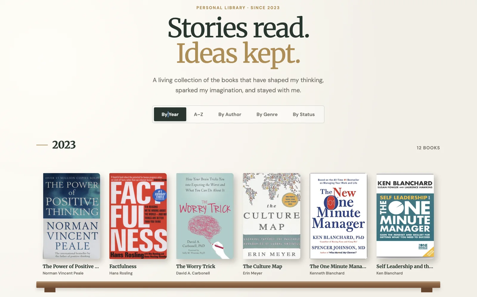 My Digital Bookshelf interface